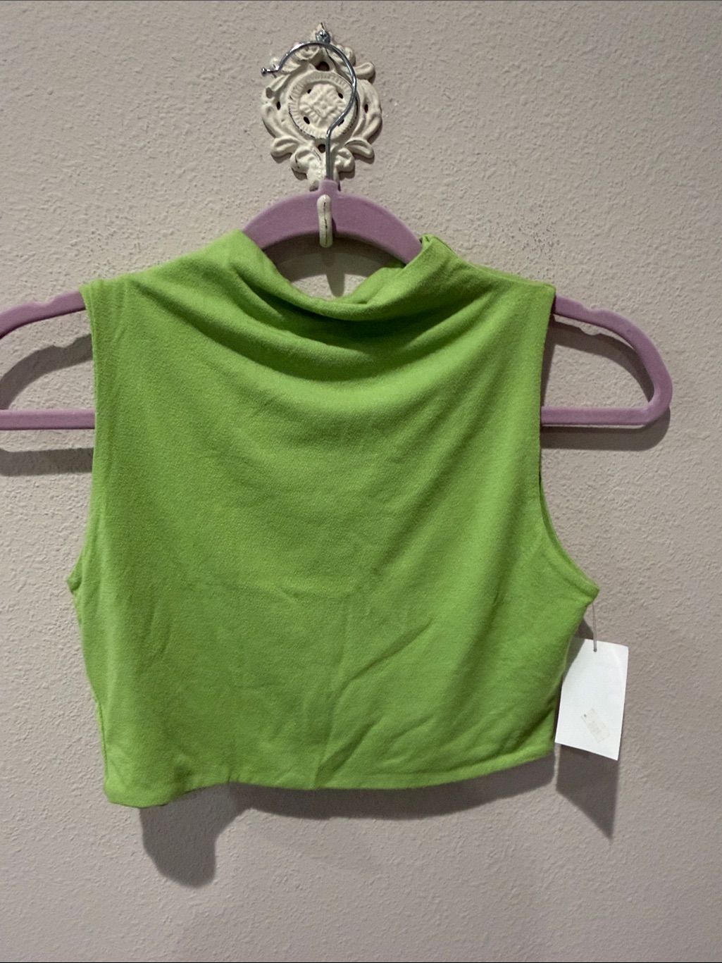 Naked Wardrobe - Mock Neck Crop Top In Lime Green Nwt